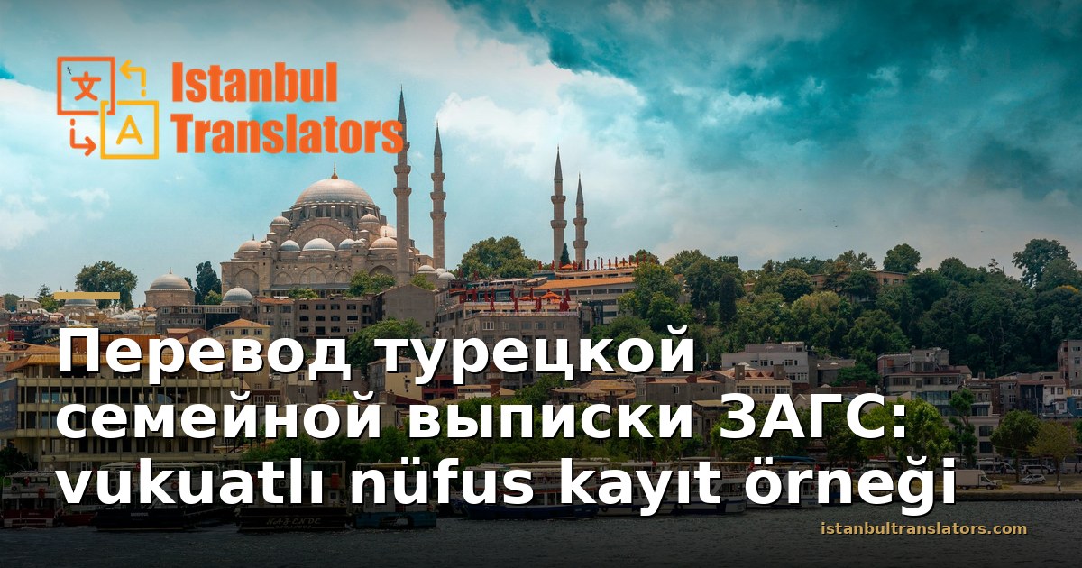 Перевод турецкой семейной выписки ЗАГС: документ vukuatlı nüfus kayıt örneği